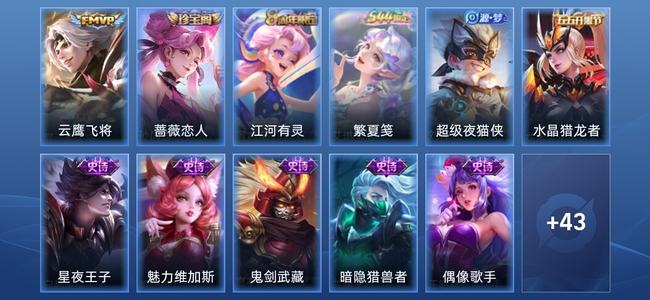 王者荣耀V4 1传说 11史诗 54皮肤 绝世王者