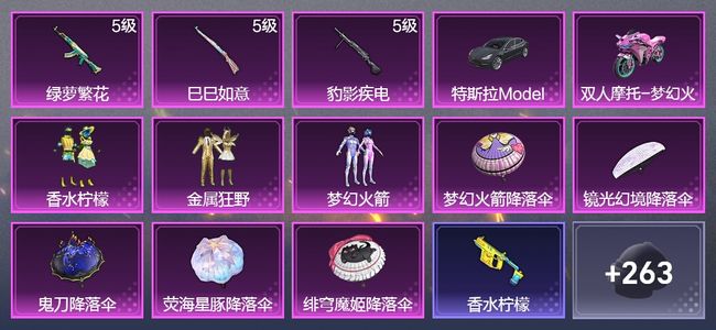 和平精英2载具 3升级枪 3粉装 160枪皮 137套装 46417热力 7印记