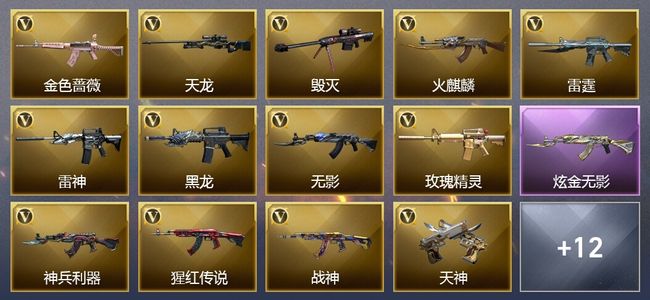 穿越火线（CF）1炫金武器 50V武器 10V角色 5皮肤 可排位