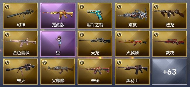 穿越火线（CF）13王者武器 6炫金武器 96V武器 28V角色 28皮肤 可排位