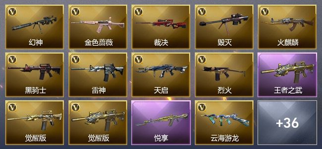 穿越火线（CF）2王者武器 1炫金武器 41V武器 2V角色 11皮肤 可排位 新锐