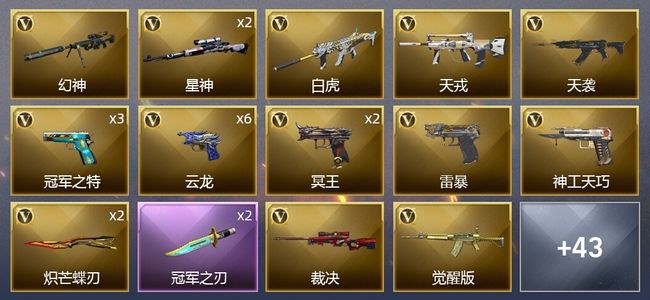 穿越火线（CF）1王者武器 69V武器 3V角色 29皮肤 可排位