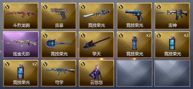 穿越火线（CF）1炫金武器 14V武器 1V角色 5皮肤 可排位 新锐