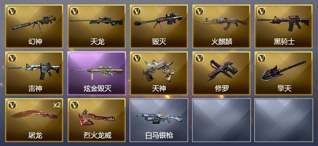 穿越火线（CF）1炫金武器 12V武器 4皮肤 可排位 大师