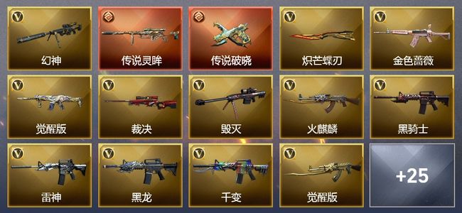 穿越火线（CF）2传说武器 1王者武器 2炫金武器 41V武器 2V角色 11皮肤 不可排位
