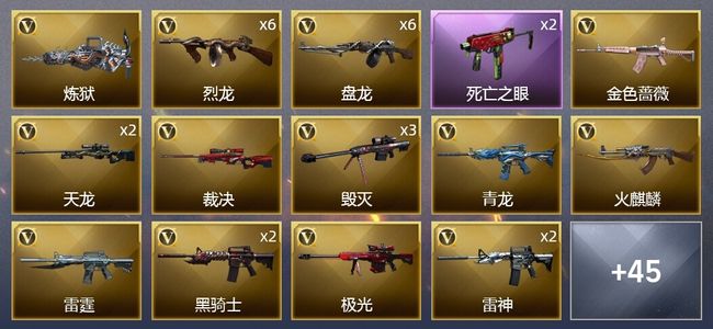 穿越火线（CF）6王者武器 3炫金武器 85V武器 3V角色 14皮肤 可排位 新锐