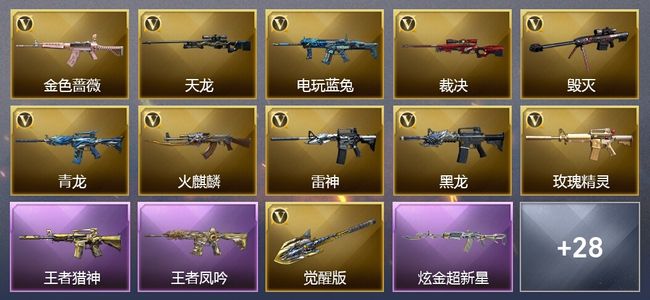 穿越火线（CF）2王者武器 2炫金武器 36V武器 2V角色 23皮肤 可排位 枪王