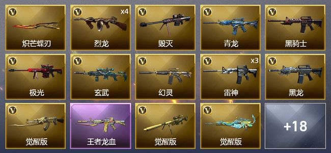 穿越火线（CF）2王者武器 34V武器 1V角色 8皮肤 可排位