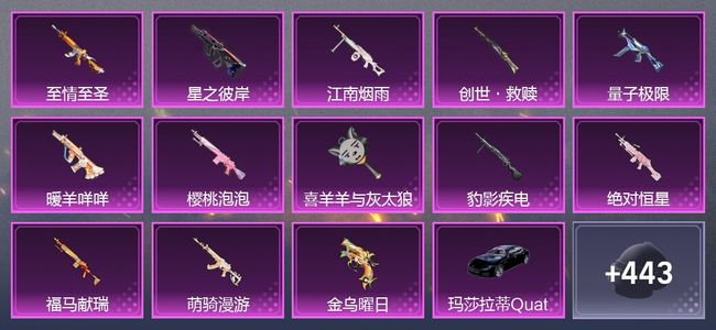 和平精英1载具 13升级枪 12粉装 272枪皮 194套装 8,6809热力 1印记 王牌