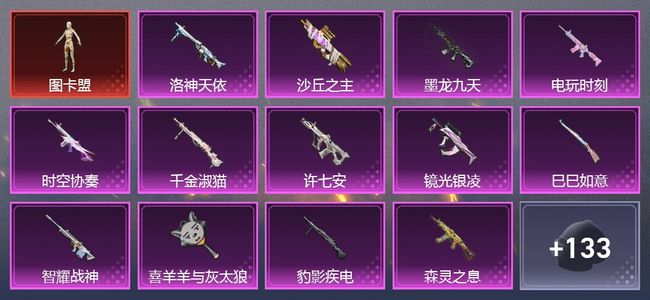 和平精英6载具 17升级枪 14粉装 239枪皮 143套装 0印记