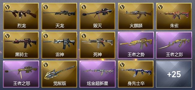 穿越火线（CF）3王者武器 1炫金武器 27V武器 2V角色 14皮肤 可排位 传奇