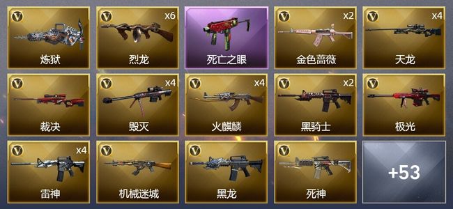 穿越火线（CF）14王者武器 6炫金武器 66V武器 5V角色 25皮肤 不可排位 新锐