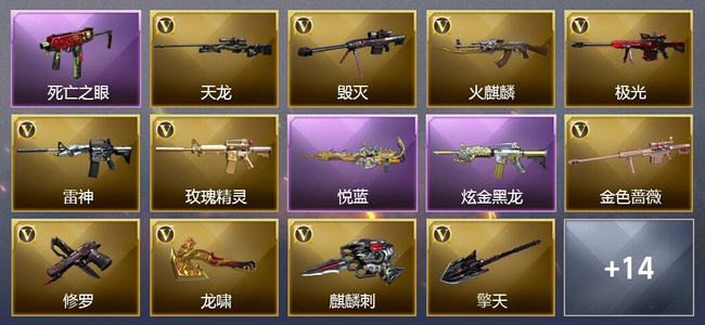 穿越火线（CF）1王者武器 1炫金武器 17V武器 12皮肤 可排位 新锐