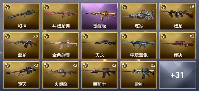 穿越火线（CF）4王者武器 3炫金武器 55V武器 20皮肤 可排位
