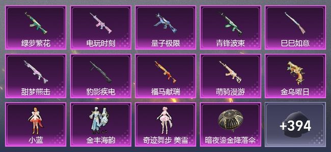 和平精英10升级枪 4粉装 246枪皮 187套装 6,6750热力 2印记 星钻