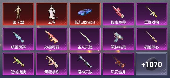 和平精英6载具 35升级枪 65粉装 560枪皮 484套装 254012热力 5印记