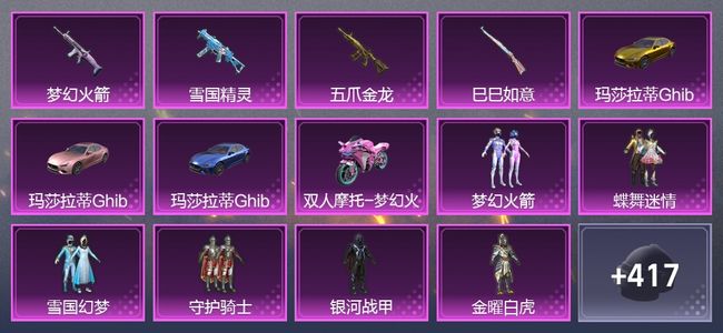 和平精英4载具 4升级枪 14粉装 221枪皮 224套装 99598热力 0印记