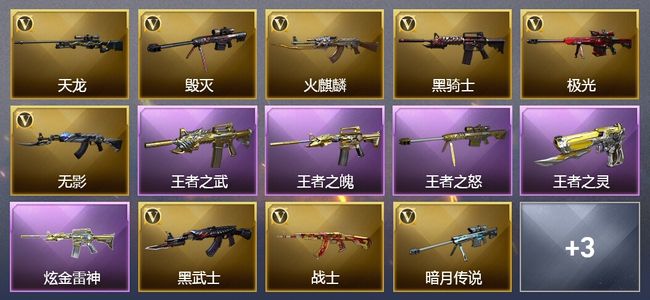 穿越火线（CF）12王者武器 1炫金武器 51V武器 1V角色 19皮肤 可排位
