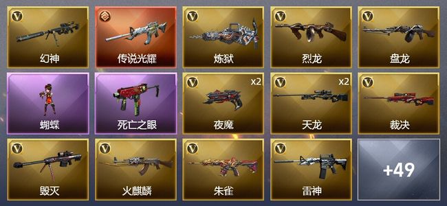 穿越火线（CF）1传说武器 3王者武器 2炫金武器 68V武器 3V角色 10皮肤 可排位 新锐