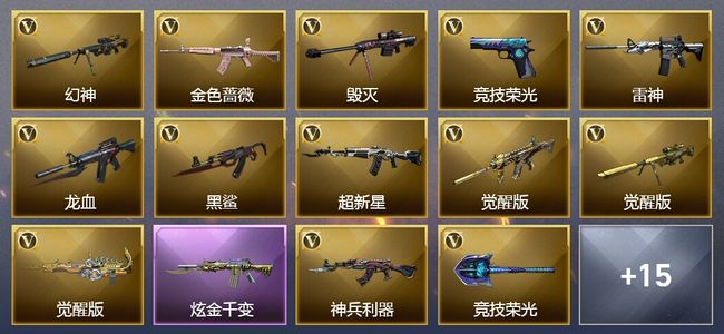 穿越火线（CF）1炫金武器 22V武器 2V角色 16皮肤 可排位 传奇