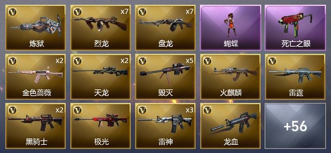 穿越火线（CF）6王者武器 4炫金武器 110V武器 4V角色 17皮肤 可排位 新锐