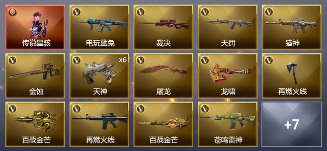 穿越火线（CF）1传说角色 1王者武器 22V武器 1V角色 6皮肤 可排位 枪王