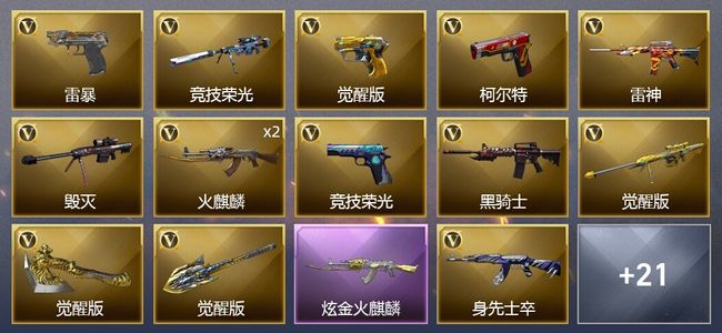 穿越火线（CF）1王者武器 1炫金武器 32V武器 1V角色 17皮肤 可排位 新锐