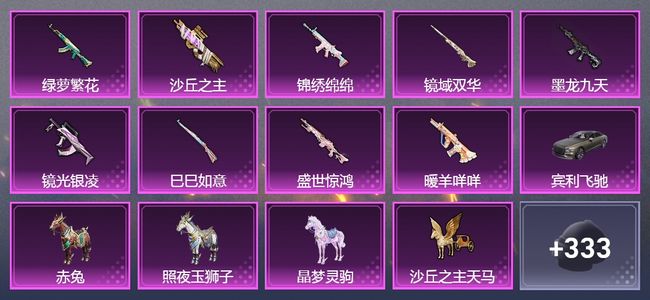 和平精英【苹果版】5载具 11升级枪 13粉装 177套装 96417热力 15印记