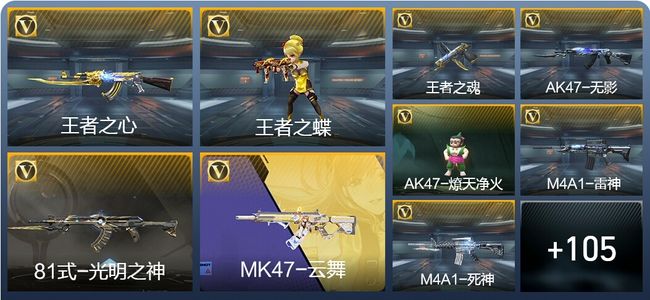 穿越火线：枪战王者V2 4王者武器 114英雄武器 2英雄角色 167万化 枪皇S