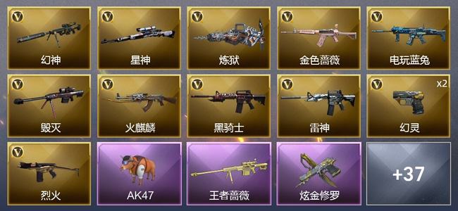 穿越火线（CF）1王者武器 1炫金武器 33V武器 24皮肤 可排位 新锐
