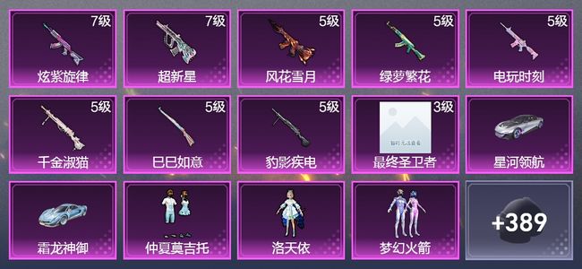 和平精英2载具 9升级枪 13粉装 1飞行器 228枪皮 156套装 82169热力 13印记 星钻