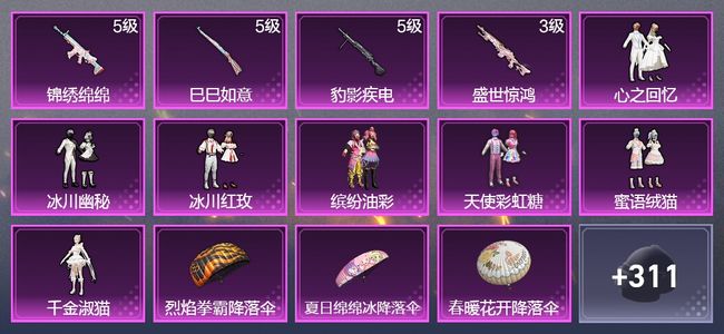 和平精英4升级枪 7粉装 177枪皮 153套装 55637热力 9印记 星钻