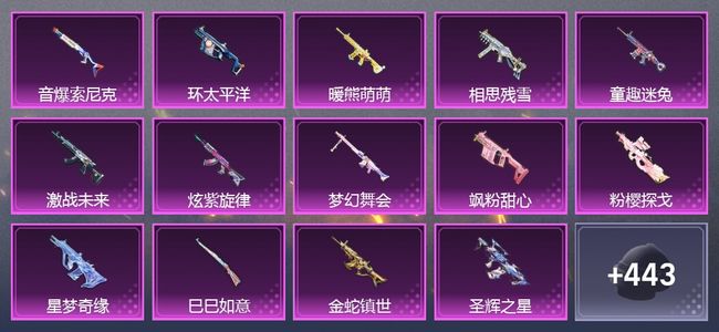 和平精英7载具 21升级枪 16粉装 4尾迹 218套装 11,4497热力 17印记