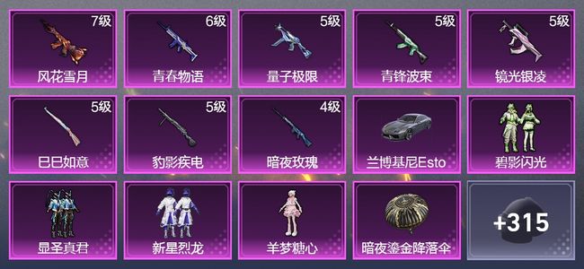 和平精英1载具 8升级枪 4粉装 187枪皮 150套装 61823热力 8印记 星钻