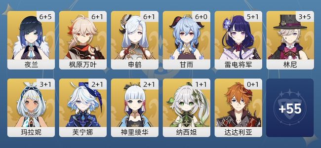 原神141黄 93角色黄 48武器黄 26五星角色 25五星武器 女主 60级