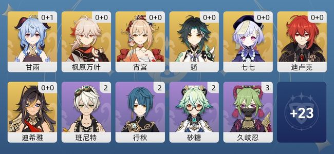 原神9黄 7角色黄 2武器黄 7五星角色 2五星武器 男主 55级