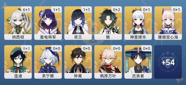 原神64黄 48角色黄 16武器黄 24五星角色 14五星武器 男主 60级