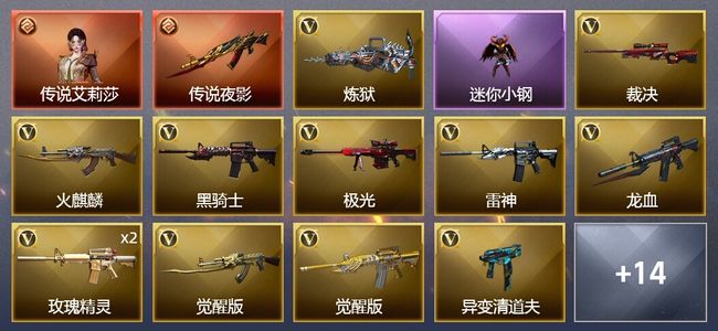 穿越火线（CF）1传说角色 1传说武器 2炫金武器 24V武器 2V角色 2皮肤 可排位 新锐