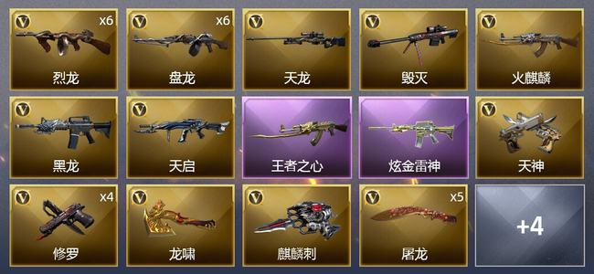 穿越火线（CF）1王者武器 1炫金武器 29V武器 1V角色 不可排位 新锐