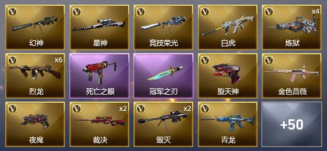 穿越火线（CF）1王者武器 3炫金武器 114V武器 3V角色 15皮肤 可排位 新锐