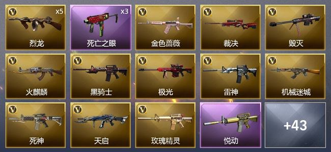 穿越火线（CF）2王者武器 6炫金武器 43V武器 2V角色 20皮肤 可排位