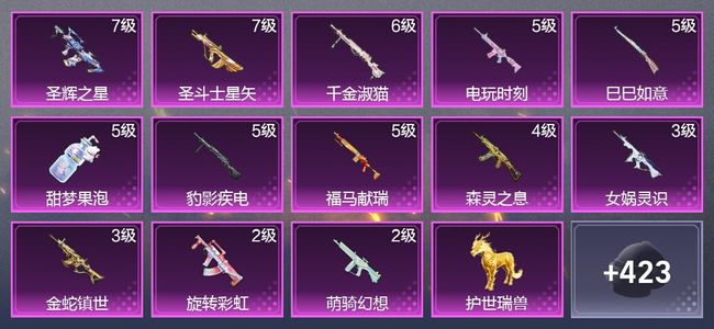 和平精英1载具 13升级枪 8粉装 3尾迹 270枪皮 169套装 83124热力 10印记 星钻