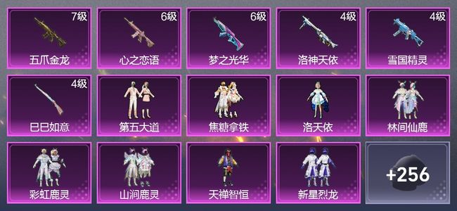 和平精英6升级枪 11粉装 3尾迹 158枪皮 114套装 55408热力 12印记 星钻