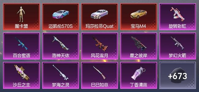 和平精英【苹果版】14载具 0升级枪 27粉装 19尾迹 298套装 168439热力 20印记
