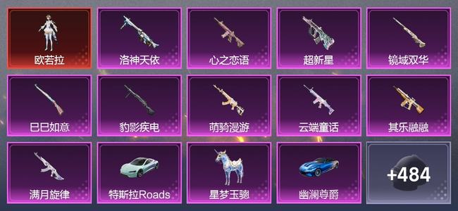 和平精英4载具 0升级枪 12粉装 16尾迹 239套装 110784热力 24印记