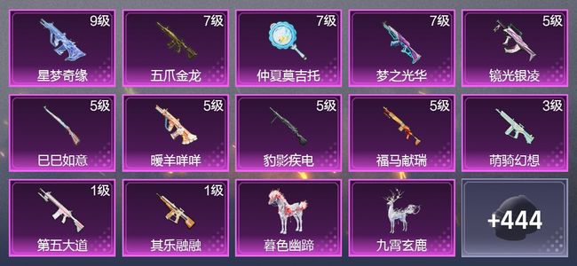 和平精英2载具 12升级枪 15粉装 5尾迹 270枪皮 184套装 85049热力 9印记 星钻
