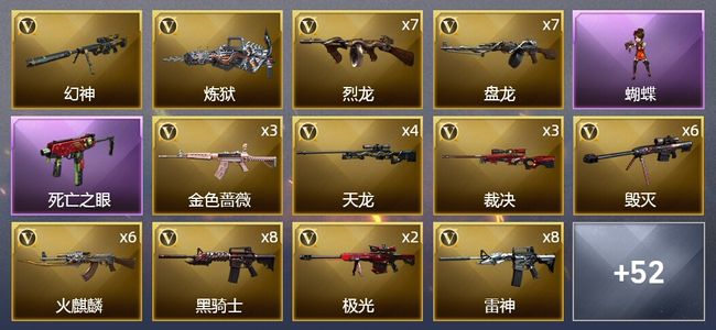 穿越火线（CF）11王者武器 7炫金武器 126V武器 4V角色 31皮肤 可排位 新锐