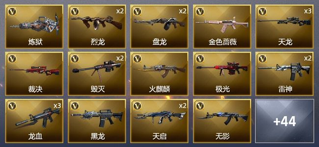 穿越火线（CF）4炫金武器 66V武器 2V角色 19皮肤 可排位