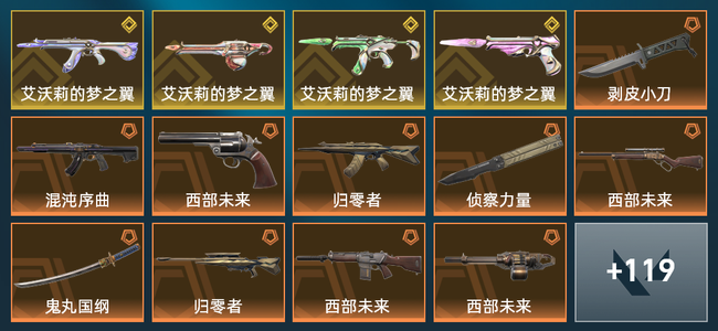 无畏契约51橙皮 4金皮 14紫皮 133皮肤 130930皮肤总价值 1345已用源晶