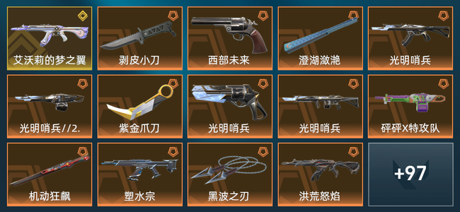 无畏契约45橙皮 1金皮 8紫皮 165皮肤 89590皮肤总价值 1700已用源晶 钻石